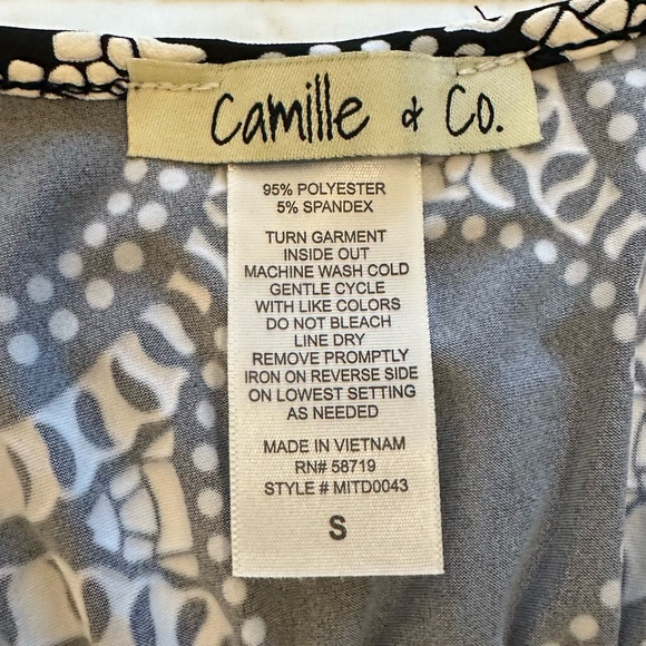 Camille & Co. Black and White Asymmetrical Sundress with Scoop Neck - Picture 4 of 7